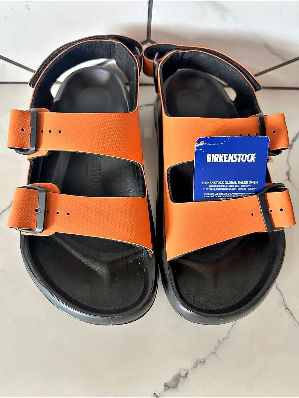 Birkenstock Milano Sandals Orange & Black EU 42 NWT